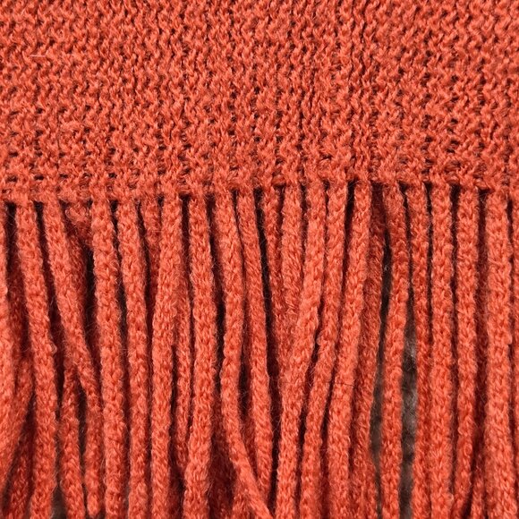NWOT Large Rusty Orange Fringe Scarf Soft - Picture 4 of 7